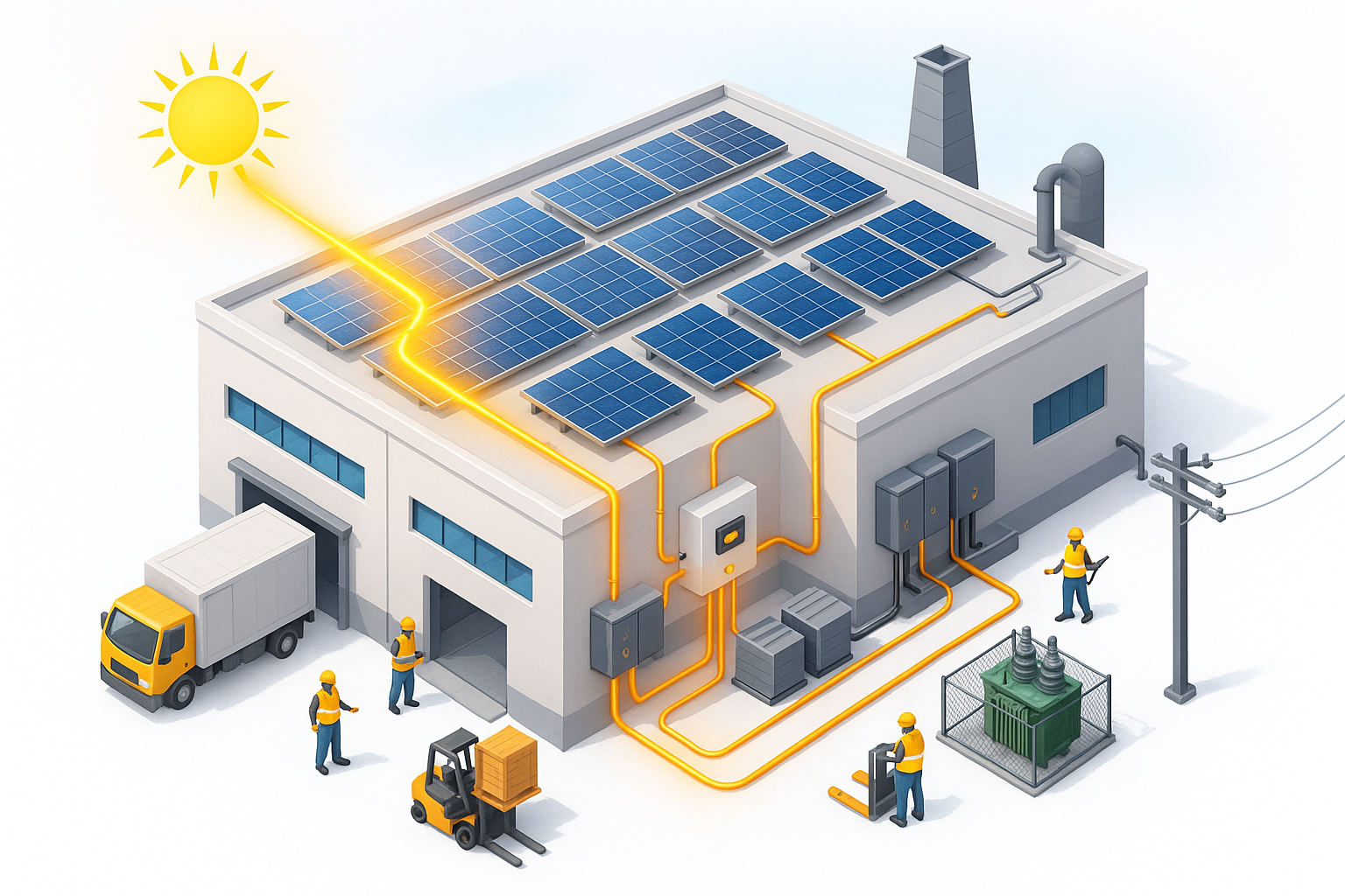 Industrial solar installation diagram